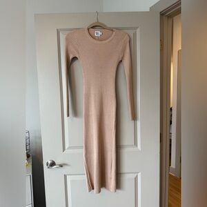 Princess Polly Tan Ribbed Long Sleeve Dress
